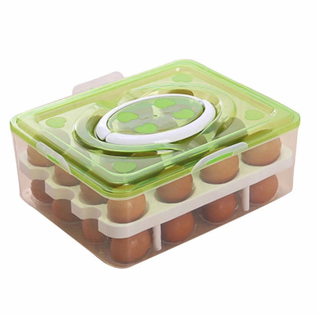 Portable Egg Storage Box, Visible Egg Tray Case, 2 Layers 32 Cells Eggs Storage Box with Lid & Handle Portable Egg Storage Box, Visible Egg Tray Case, 2 Layers 32 Cells Eggs Storage Box with Lid & Handle